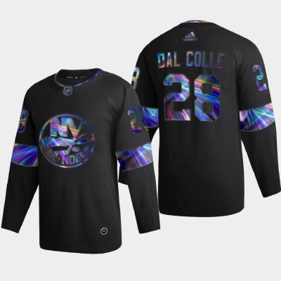 New York New York Islanders #28 Michael Dal Colle Men's Nike Iridescent Holographic Collection NHL Jersey - Black